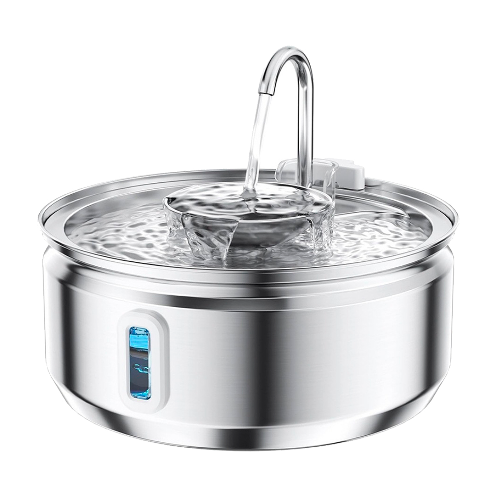 Round Pet Fountain with Faucet Spout and Raised Bowl